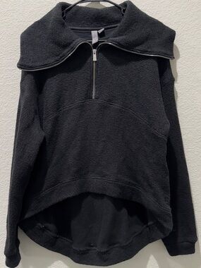 Sweaty Betty Black Textured Half-Zip Funnel Neck Sweater